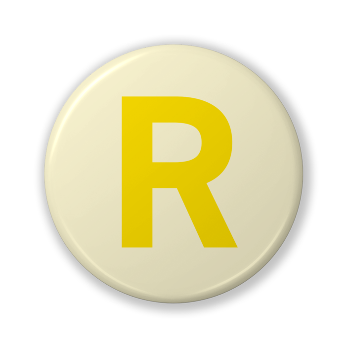 【R(アール)】〈イエロー〉缶バッジ- 32mm