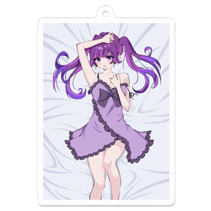 ベッドver. 紫【アクリルキーホルダー】 - 70 x 70 (mm)