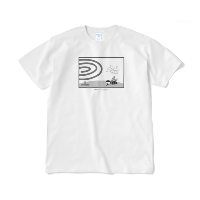 天に召された蚊のモノクロTシャツ(短納期) - XL - ホワイト