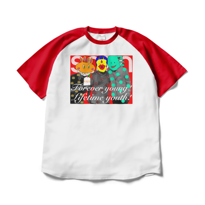 ラグランTシャツ - XL - ホワイト×レッド