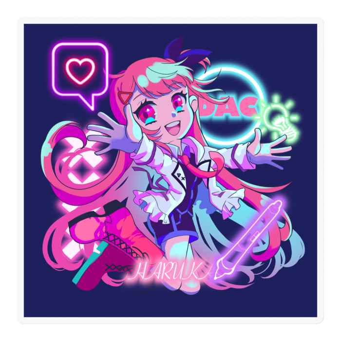 ステッカー - 100 x 100 (mm) - クリア(ネオン背景)