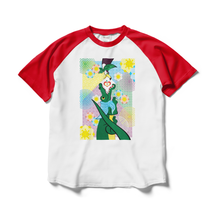 ラグランTシャツ - L - ホワイト×レッド