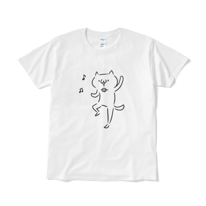 ダンシングねこTシャツ（短納期） - L - ホワイト