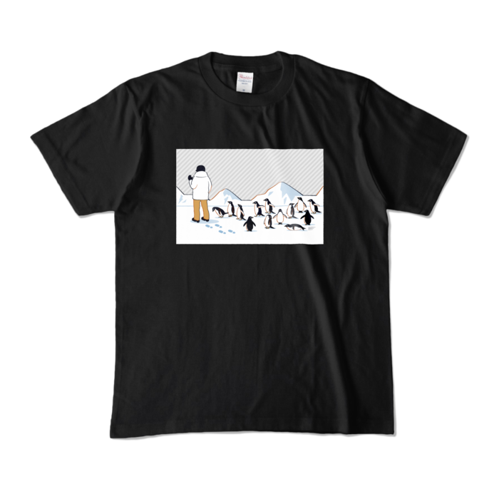 カラーTシャツ　灰色×黒色　M