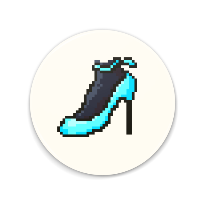 「ハイヒール（水色）」　缶ミラー - 75mm