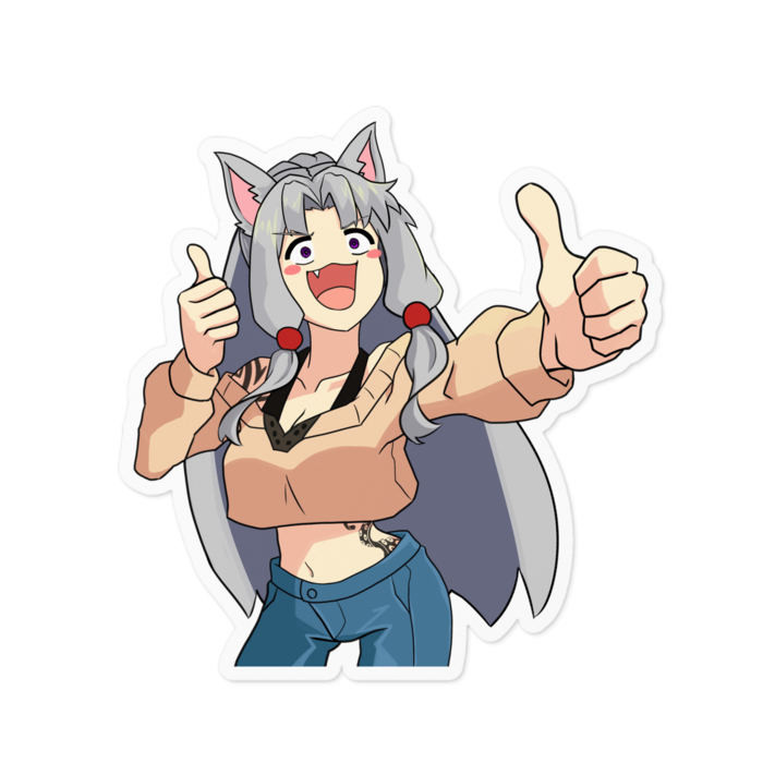 タコ姉ステッカーホワイト - 100 x 100 (mm)