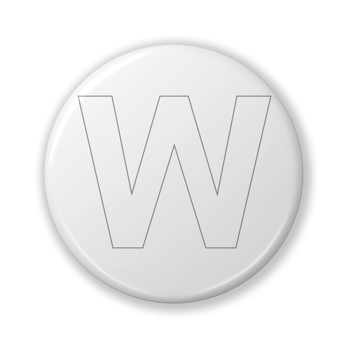 【W(ダブル)】〈ホワイト〉缶バッジ- 32mm