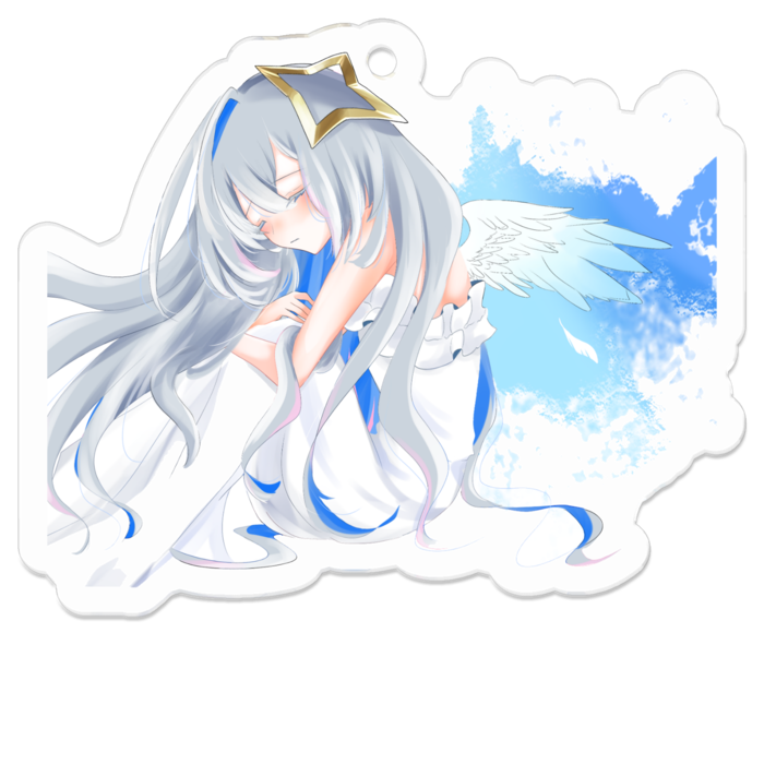 天音かなた「天使の憂い(目閉じ差分)」アクリルキーホルダー - 50 x 50 (mm)