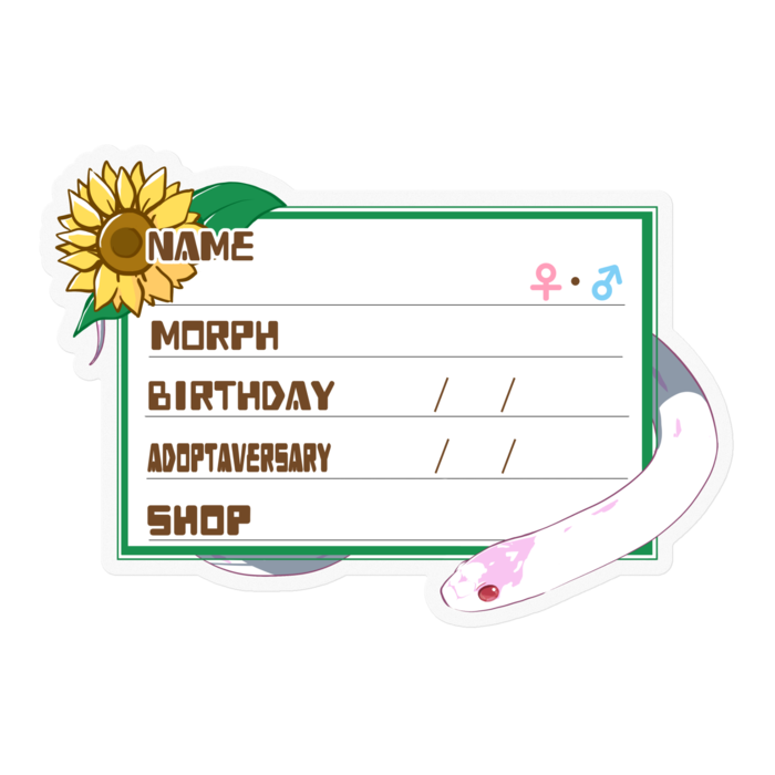 【🐍お名前ステッカー】カリキン(アルビノハイホワイト) ‐ひまわり(英語)