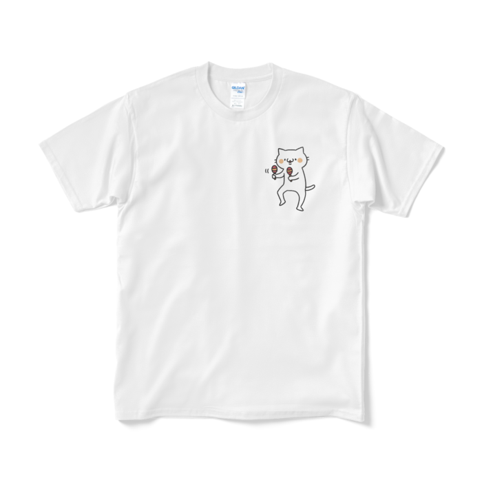 マラカスねこ（小プリント／カラー）Tシャツ - M - ホワイト