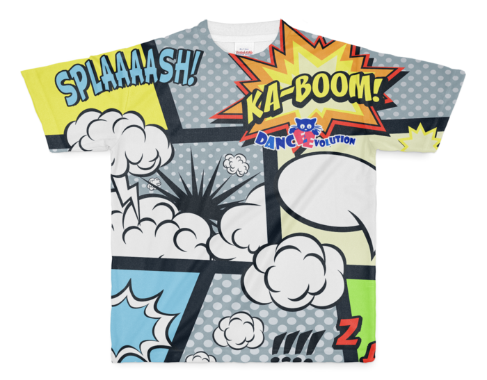 アメコミ風Tシャツ グレー - M - 両面印刷