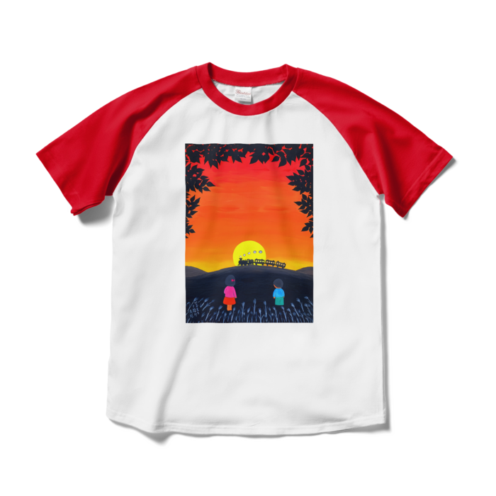 ラグランTシャツ - M - ホワイト×レッド