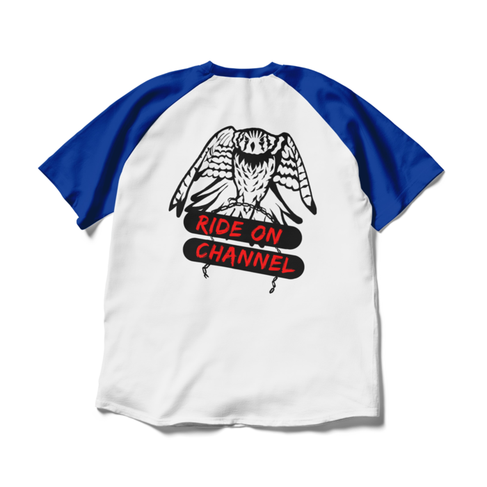 ラグランTシャツ - XL - ホワイト×ロイヤルブルー