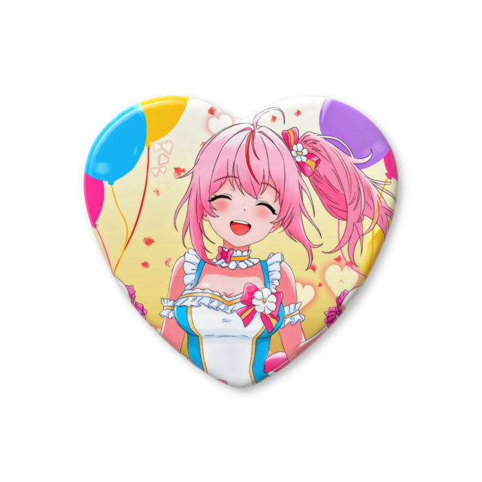 ハート缶バッジ - 57 × 52.5mm