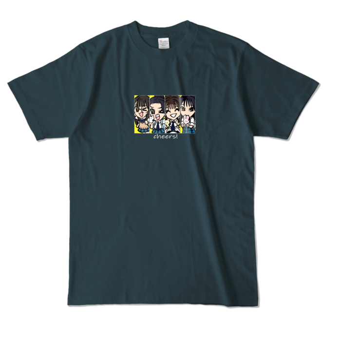 ４並びカラーTシャツ - L - デニム (濃色)