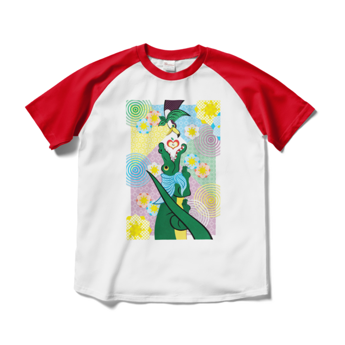 ラグランTシャツ - M - ホワイト×レッド