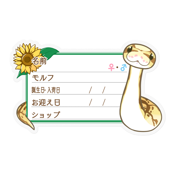 【🐍お名前ステッカー】ボールパイソン(クイーンビー) ‐ひまわり