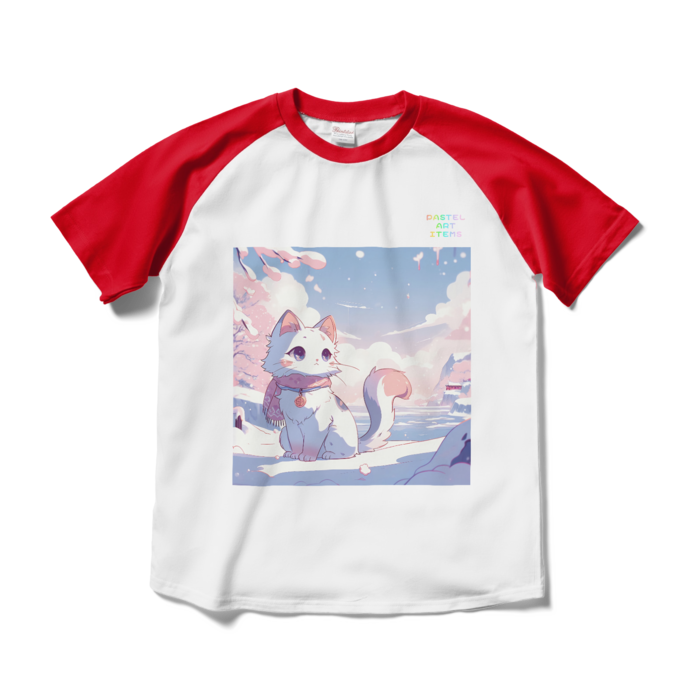 ラグランTシャツ - M - ホワイト×レッド