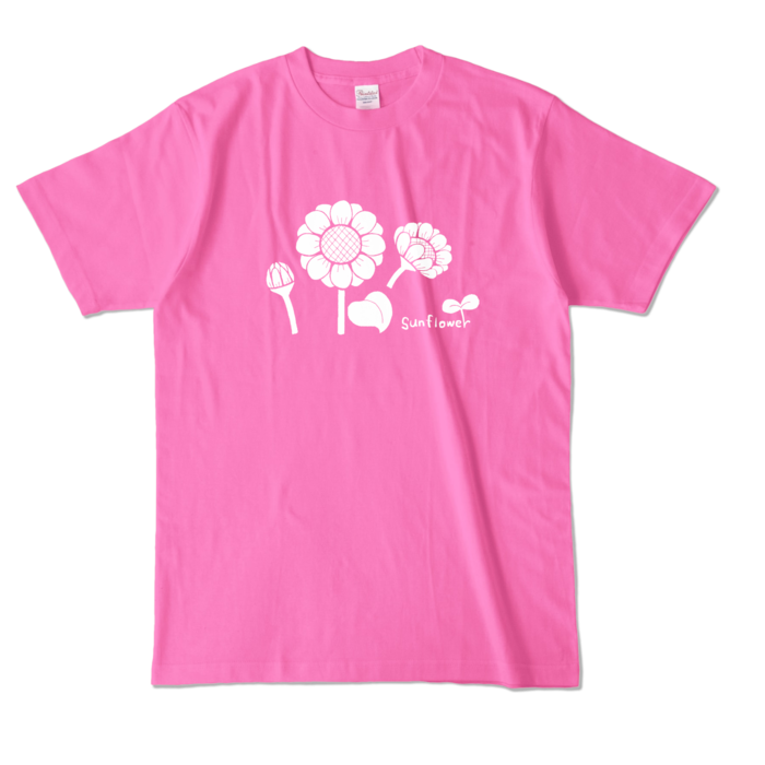 ひまわりカラーTシャツ - L - ピンク (濃色)