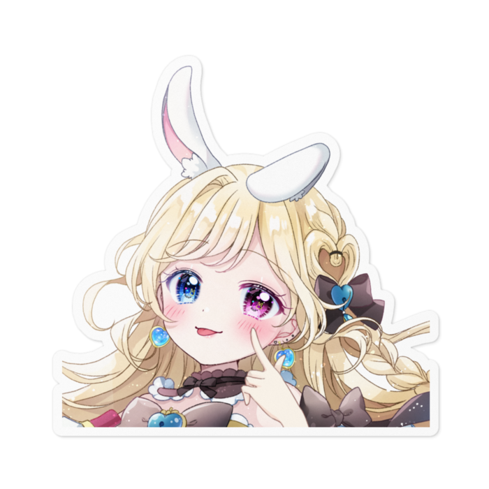 照れ隠しありす ホワイト 100×100mm