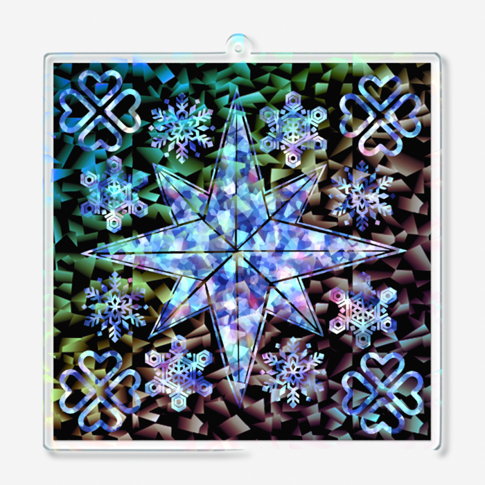 ホログラムアクリルキーホルダー - 100 × 100mm(サファイア)