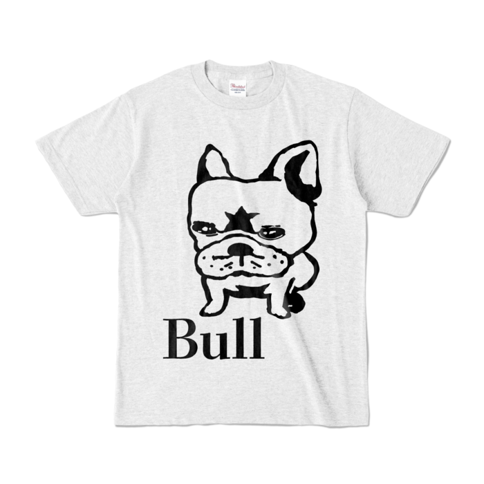 Bullフレブル犬両面ロゴ入りアッシュ、ナチュラルカラーTシャツ2色 ...