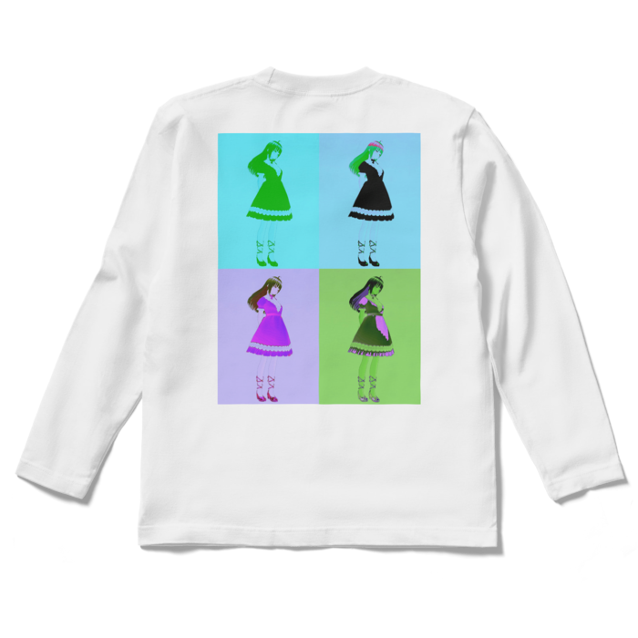 白ロングスリーブTシャツ - S - (青模様)