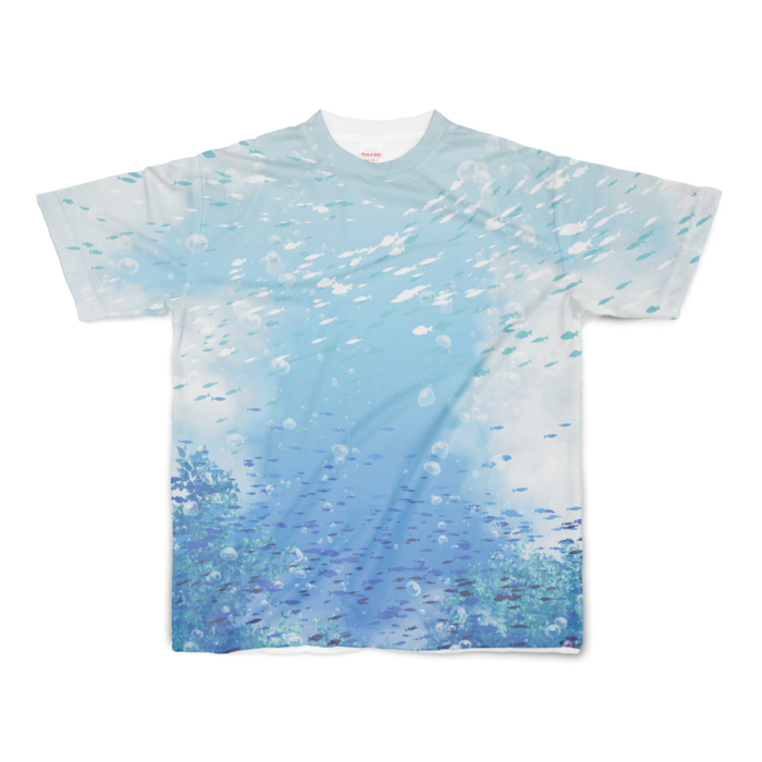 空色の海フルグラフィックTシャツ - S - 両面印刷