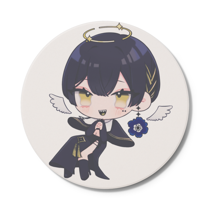 天使の銀蓮くん 笑顔ver コースター - 円形