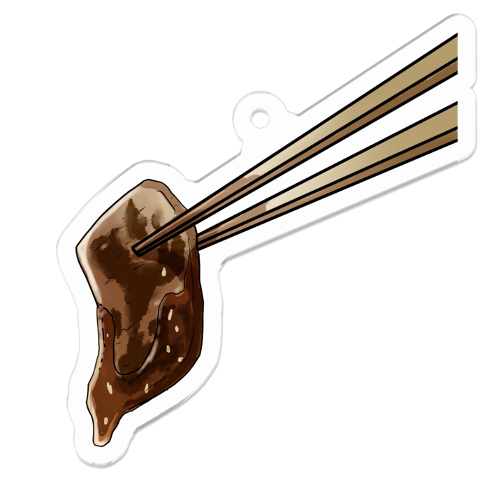 タレ漬け焼肉アクリルキーホルダー - 50 x 50 (mm)