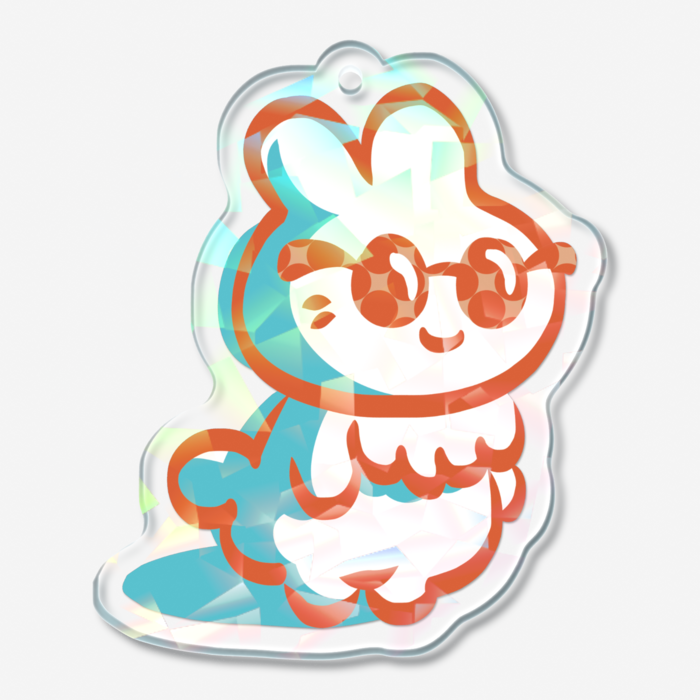 ホログラムアクリルキーホルダー(オレンジ)- 50 × 50mm