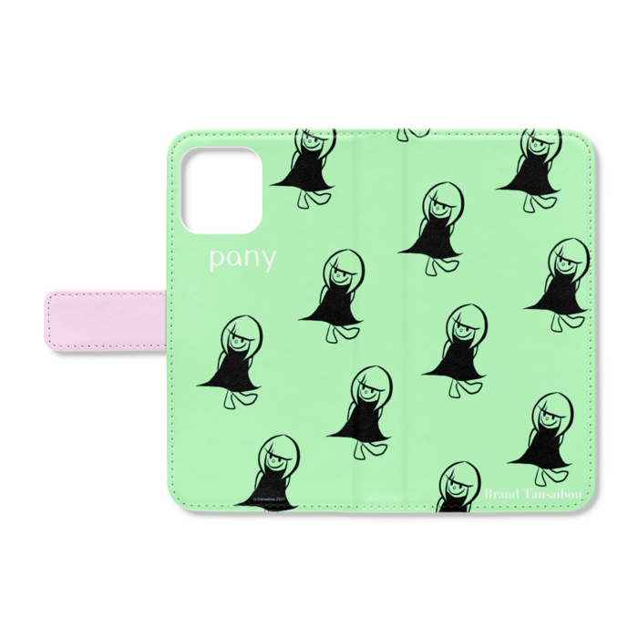 手帳型iPhoneケース - iPhone12 / 12 Pro - ストラップ穴 なし(グリーン)