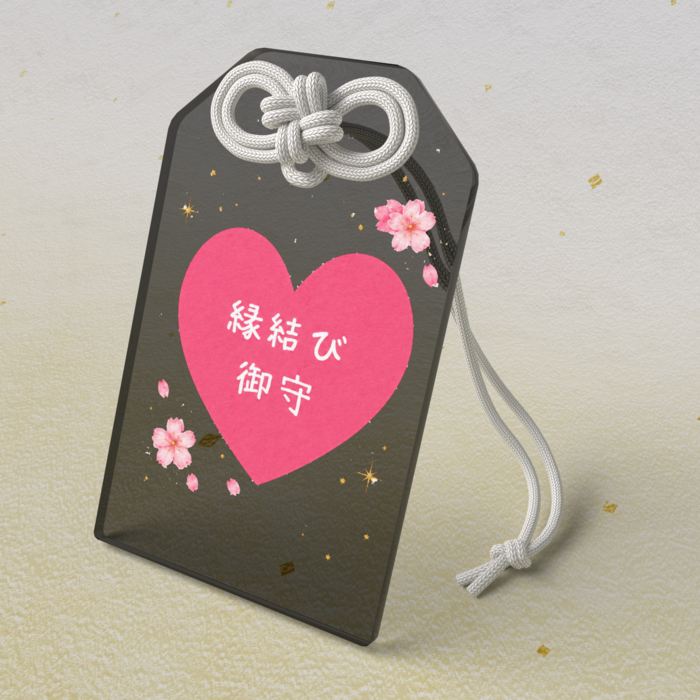 ブラックアクリルお守り - 50 × 80mm