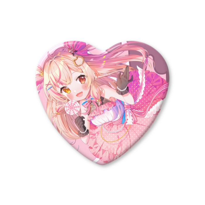 ハート缶バッジ - 52.5 × 57mm