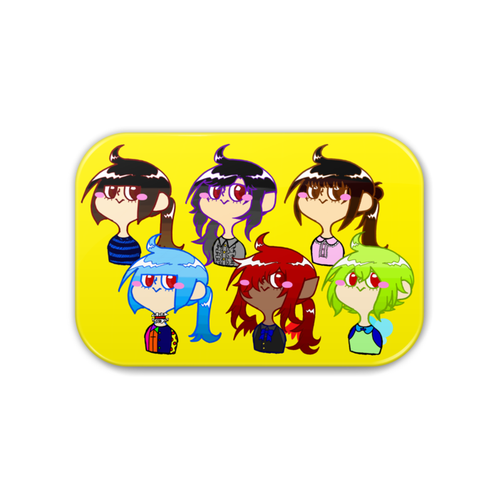 缶バッジ - 角丸 76x51mm(全員集合！、アッシュ、エル、アヴィ、ありさ、はるこ)