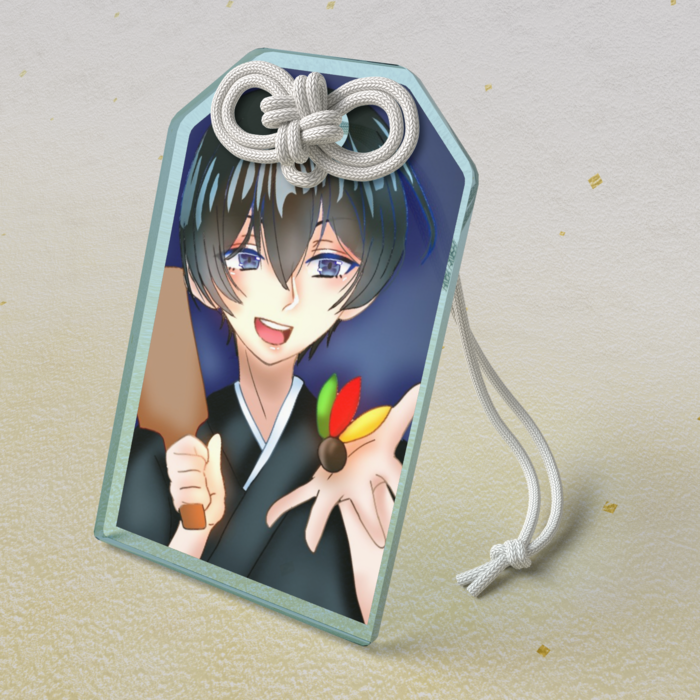 羽子板持ってる少年