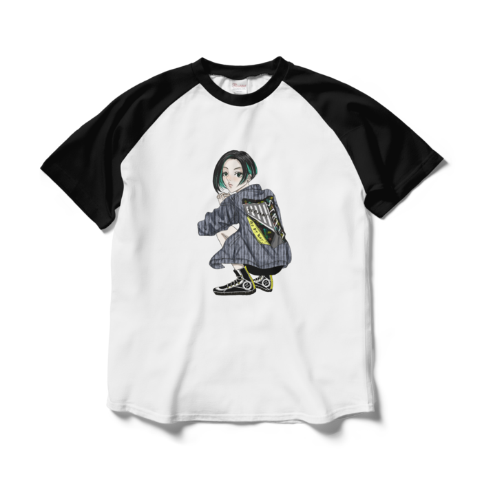 ラグランTシャツ - L - ホワイト×ブラック