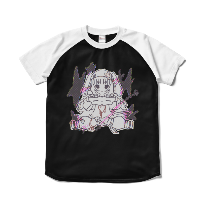 ラグランTシャツ - S - ブラック×ホワイト