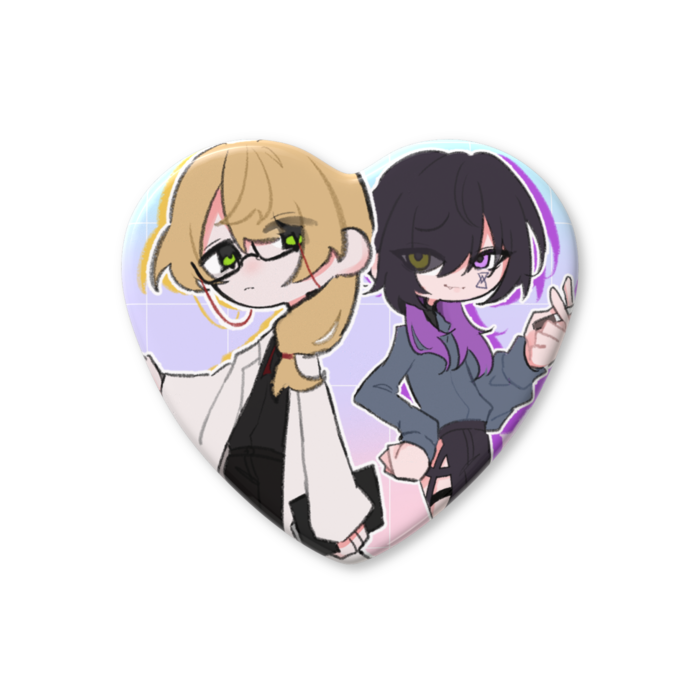 ハート缶バッジ - 57 × 52.5mm