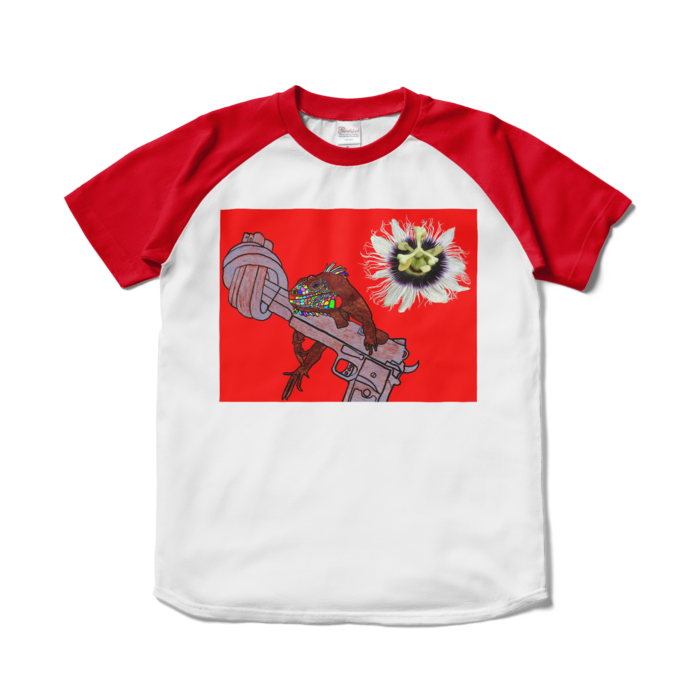 ラグランTシャツ - S - ホワイト×レッド