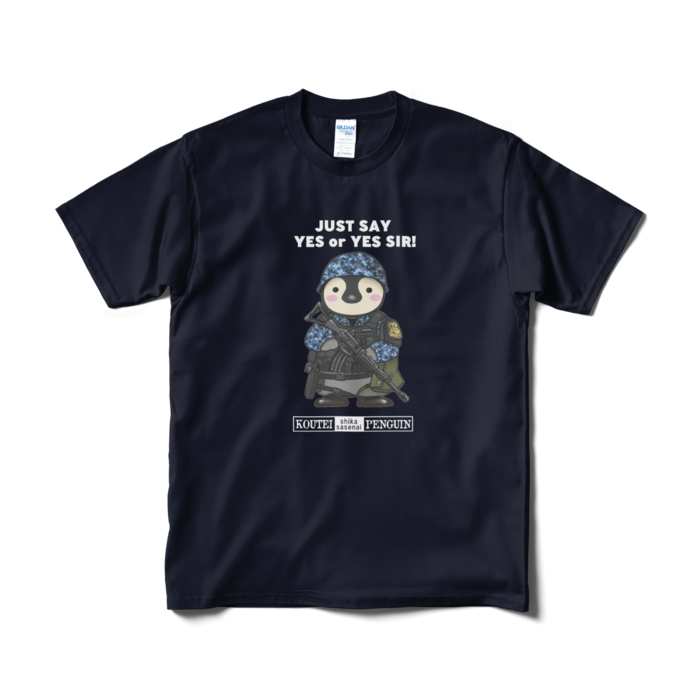 肯定しかさせないペンギンTシャツ - M - ネイビー