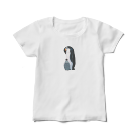 エンペラーペンギンの母子 レディースtシャツ 白 アトリエパンプキン Booth