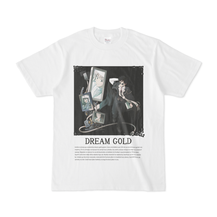 Tシャツ背景黒（髪留め無） - S - 白