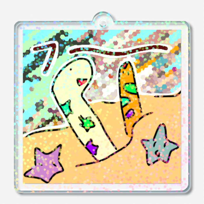 【５】チンアナゴ(フー)・ホログラムアクリルキーホルダー - 50 × 50mm