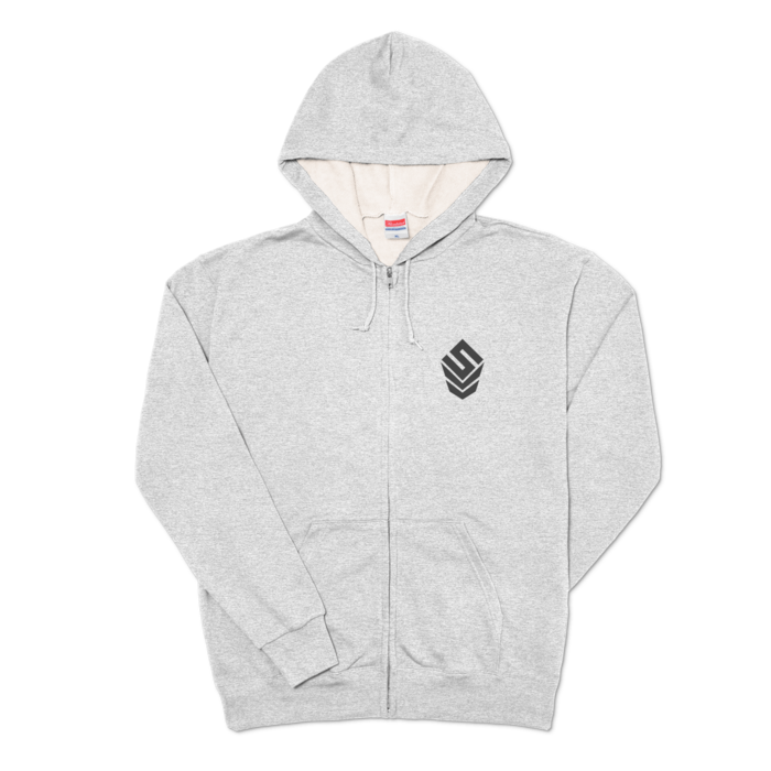 ワンポイントロゴジップパーカー　グレー 【Logo Zip Hoodie Gray】