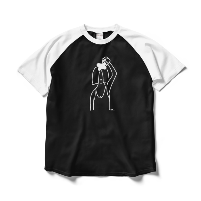 ラグランTシャツ - L - ブラック×ホワイト