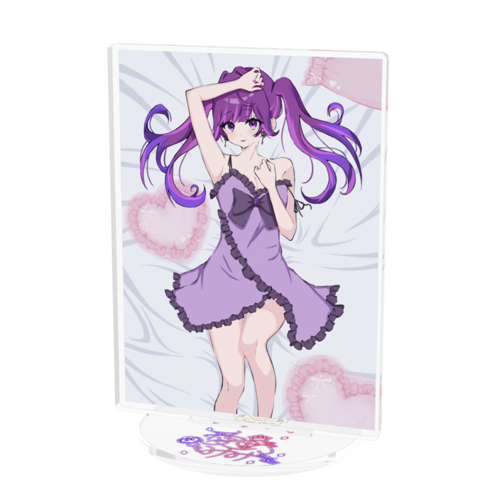ベッドver. 紫・クッション【アクリルスタンド】- 100x100mm