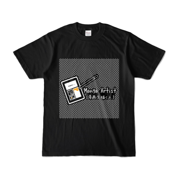 カラーTシャツ - S - ブラック (ポイントカラー：オレンジ)