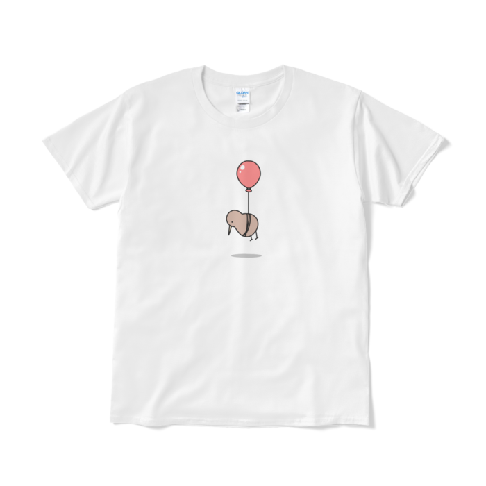 風船で飛ぶキーウィ(カラー)Tシャツ（短納期） - L - ホワイト