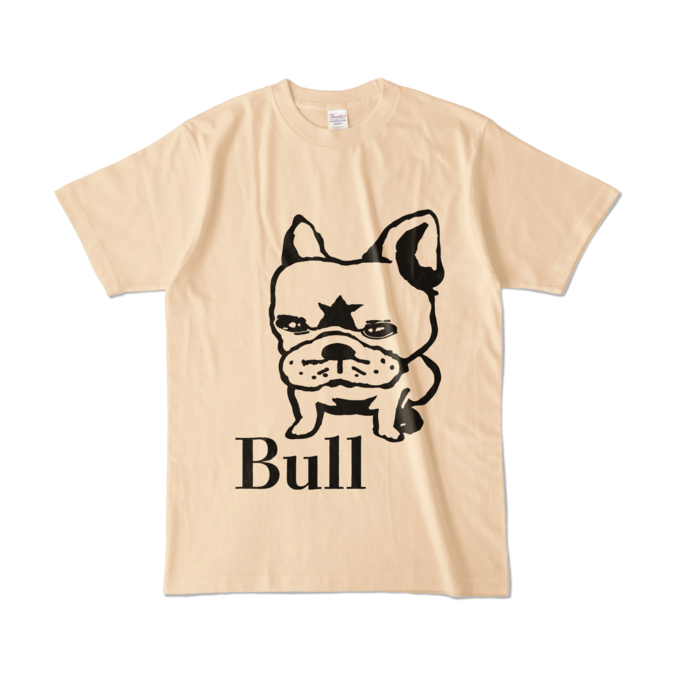 Bullフレブル犬両面ロゴ入りアッシュ、ナチュラルカラーTシャツ2色